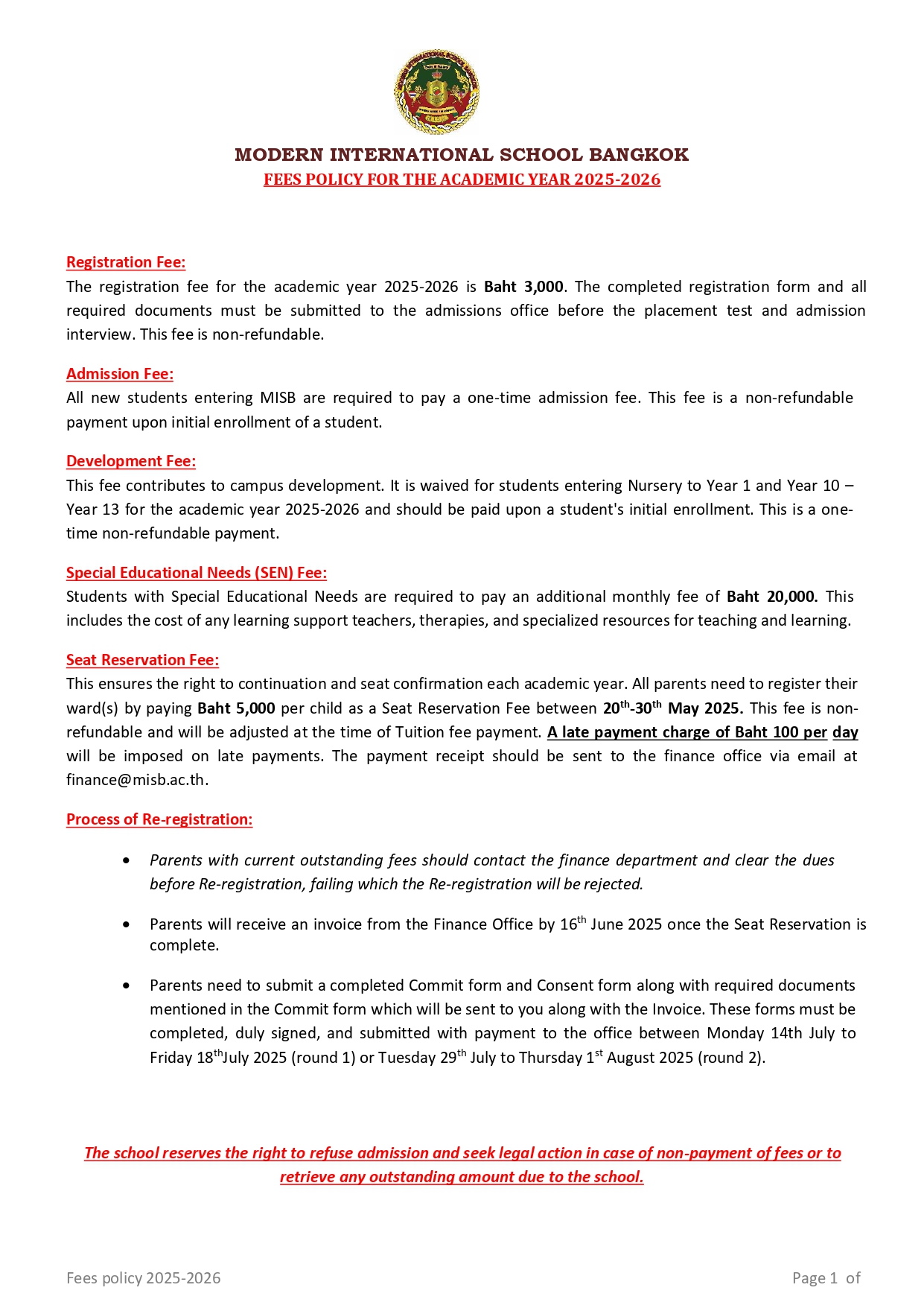 2025 2026 fee policy page 0001