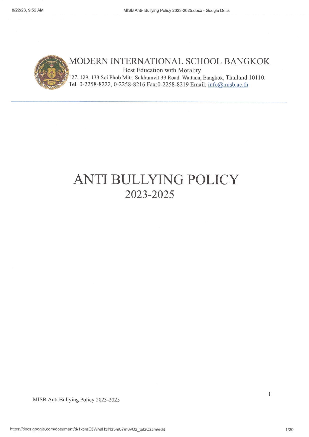 Anti Bullying Policy 2023 2025 page 0001