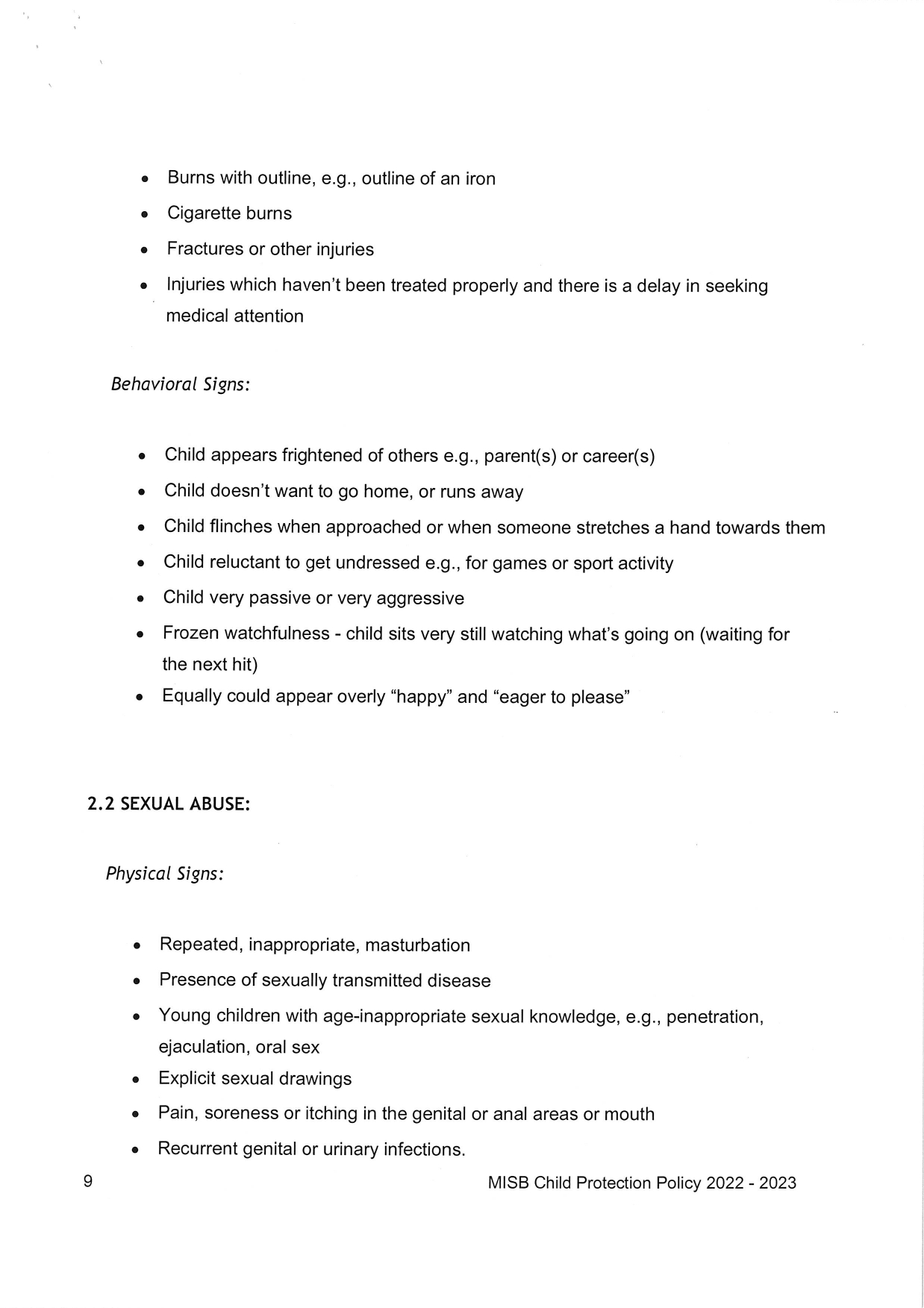 CHILD PROTECTION POLICY page 0009