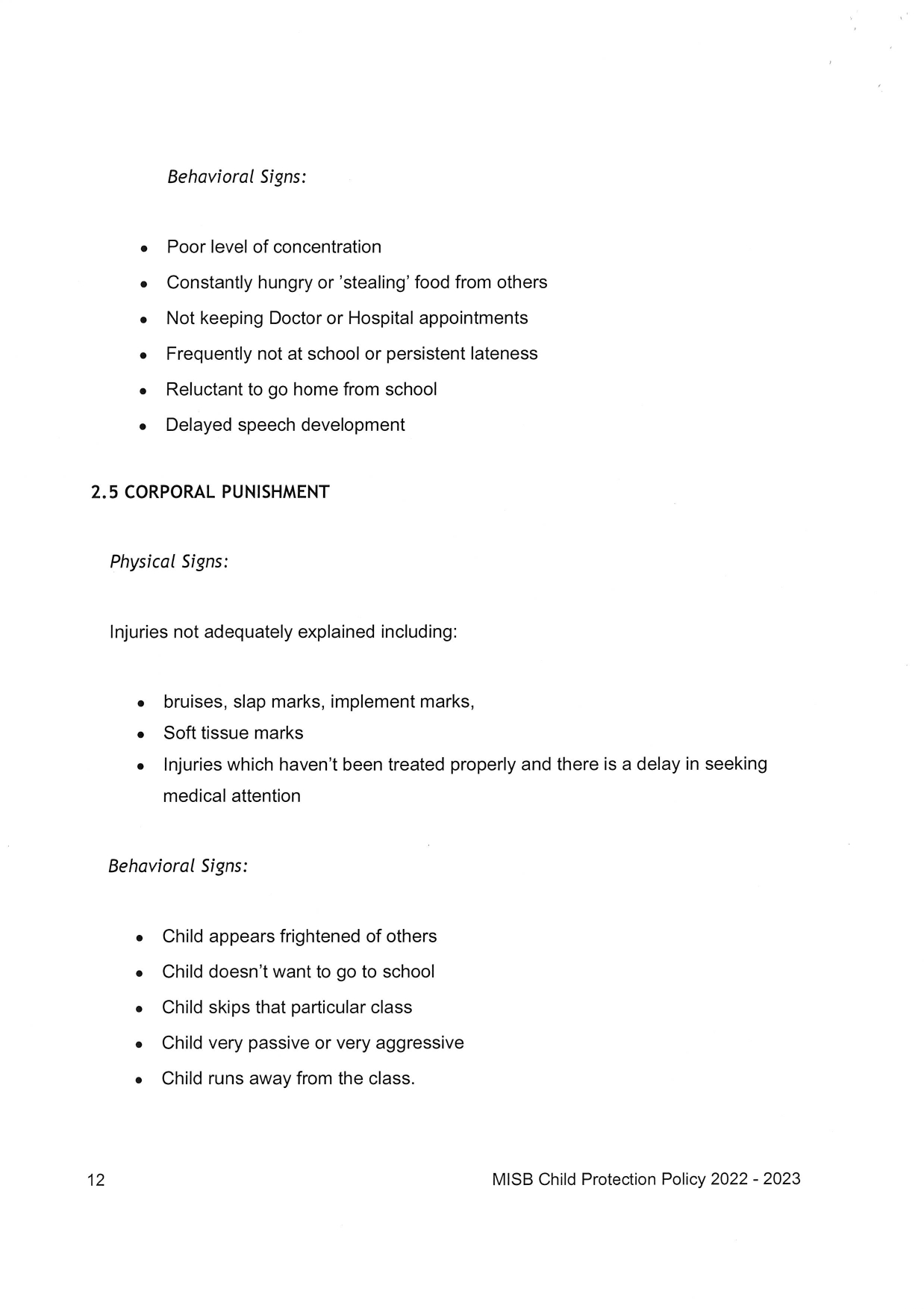 CHILD PROTECTION POLICY page 0012