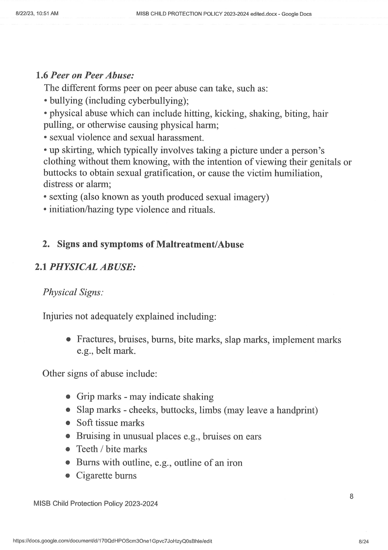 Child Protection Policy 2023 2024 page 0008