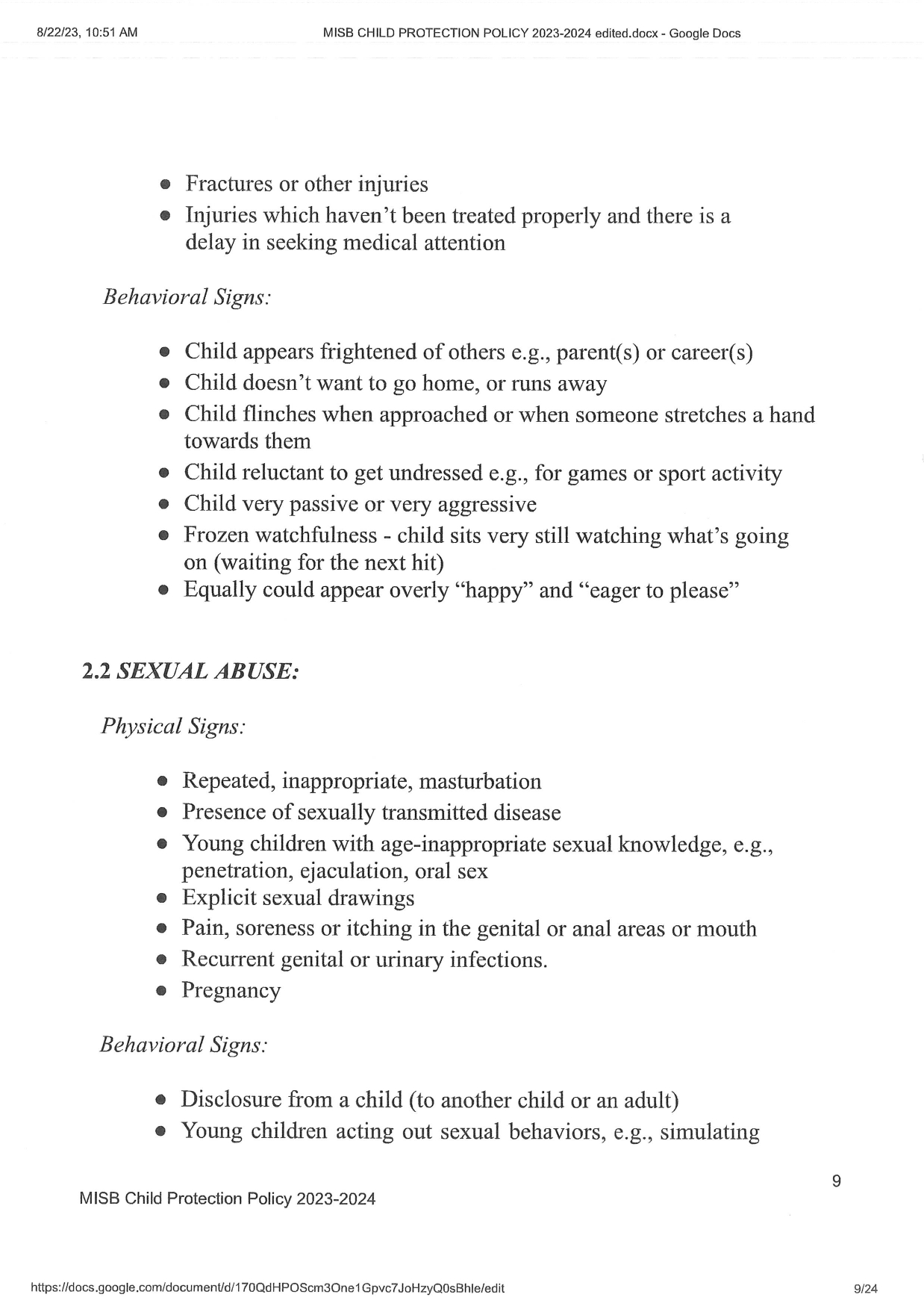 Child Protection Policy 2023 2024 page 0009