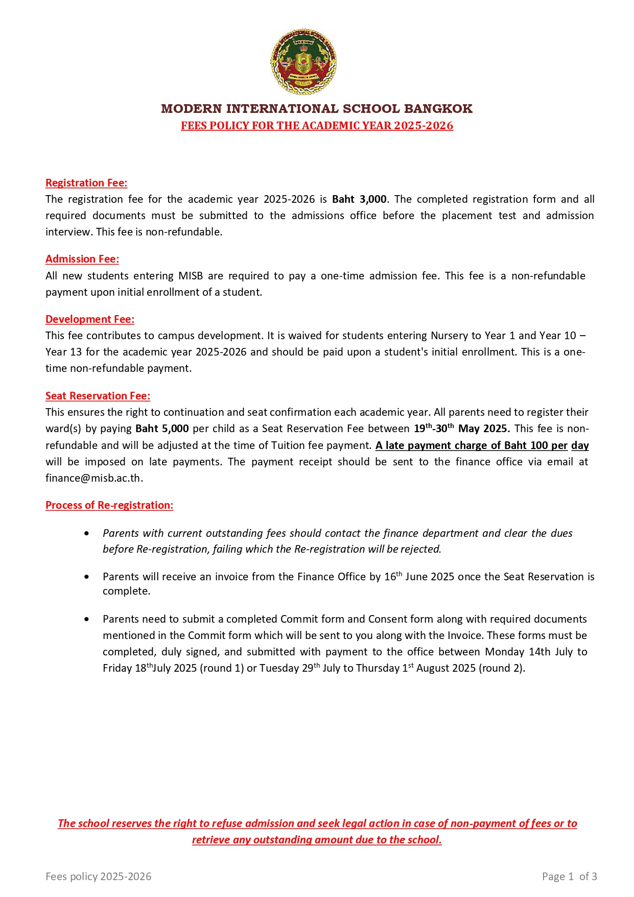 MISB Fees Policy 2025 2026 page 0001