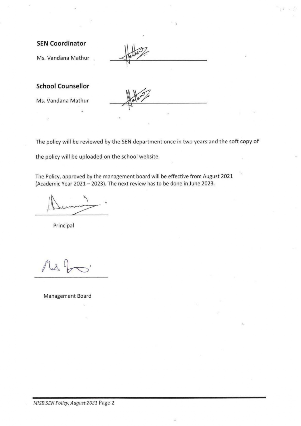 SPECIAL EDUCATIONAL NEEDS POLICY page 0002