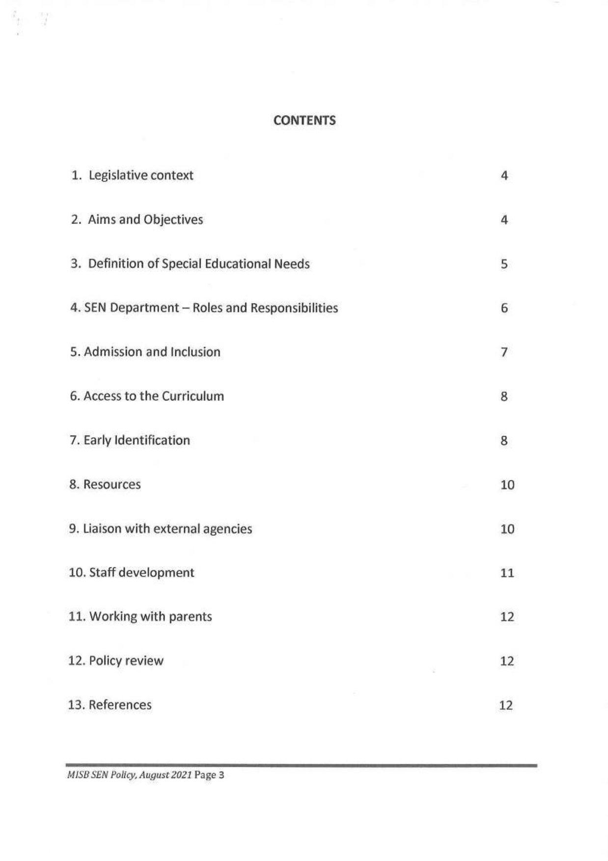 SPECIAL EDUCATIONAL NEEDS POLICY page 0003