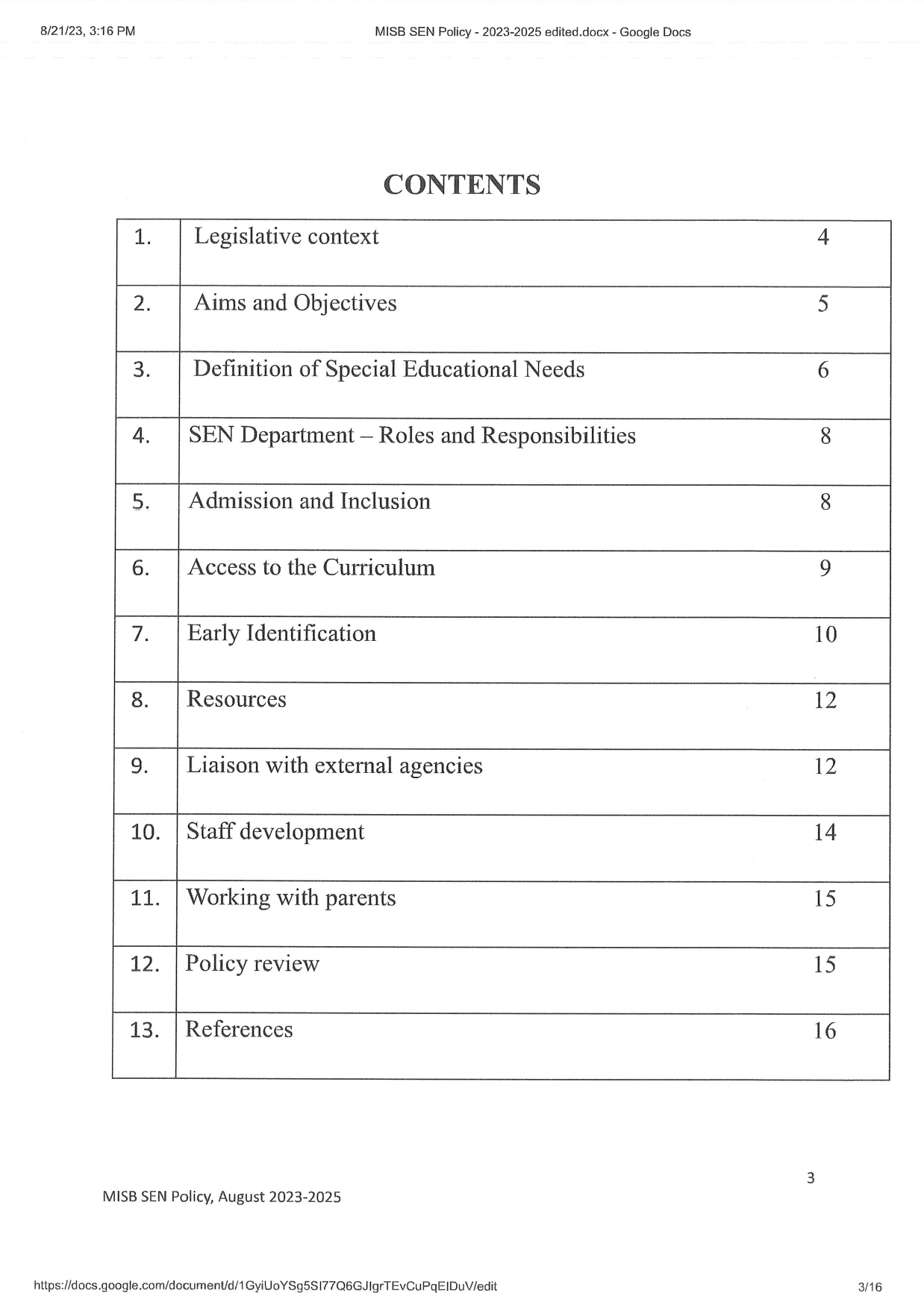 Special Educational Needs SEN Policy 2023 2025 page 0003